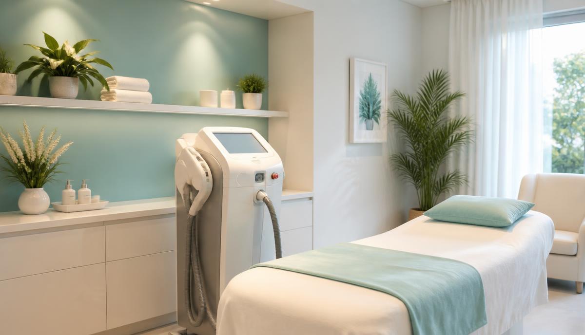 Modern laser hair removal treatment room in Tulsa
